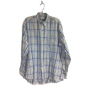 Turrau Longsleeve yellow and blue plaid Collared Button-Up‎ Shirt Men's Medium